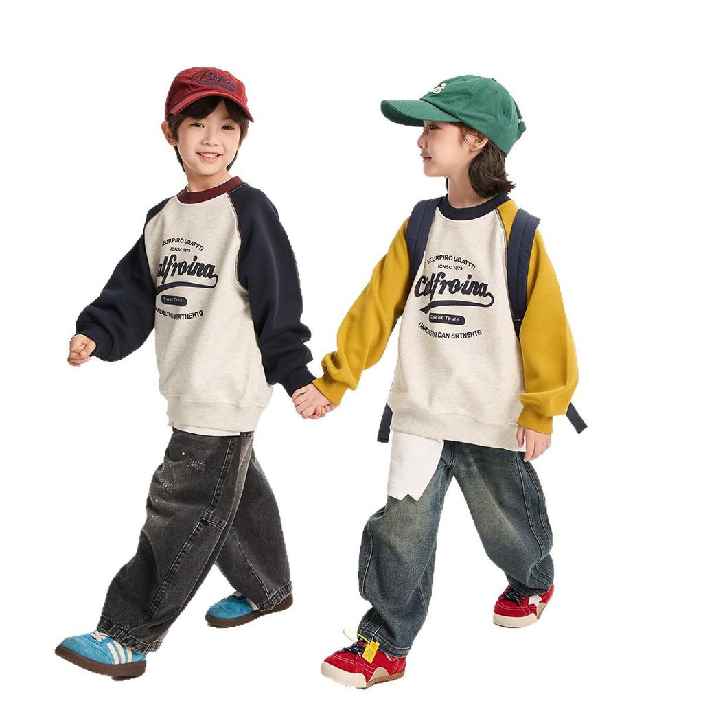 Fairy Tale Memory Color Block Raglan Sleeve Round Neck Sweatshirt for Boys - Autumn & Spring 2025 Collection