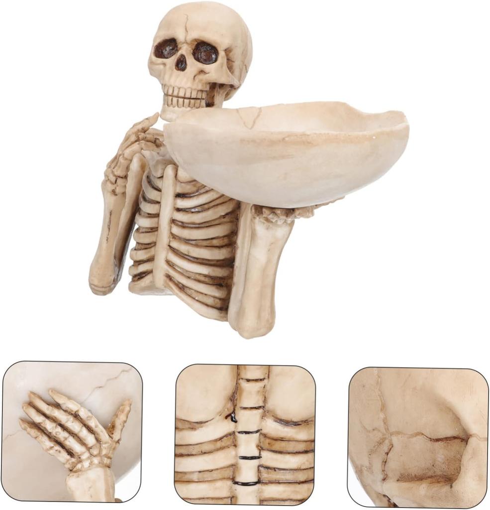 Skelett Aufbewahrungstablett Snackbehälter Halloween Skelett Harz Skelett Aufbewahrungsbehälter Skelett Statue Heim Büro Dekoration