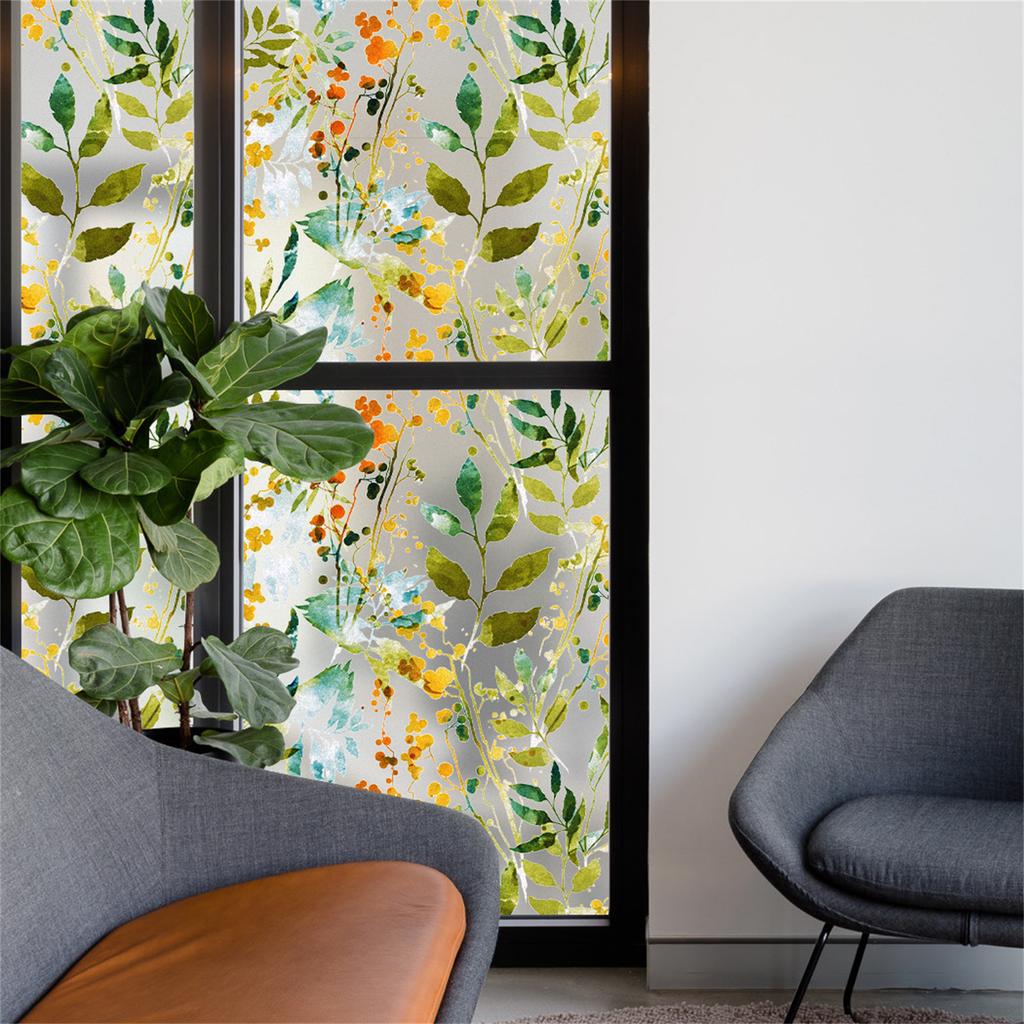 17.7 x45.6 Stained Glass Window Film, Static Cling Window Privacy Film Decorative For Bedroom