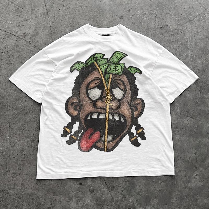 

Голова молнии Деньги Мультяшный Оверсайз Ловушка Уличная одежда Футболка Укороченная Гранж Рэп Графика Альт Скейтбордист Мода Городской Хип-Хоп Рубашка 4XL