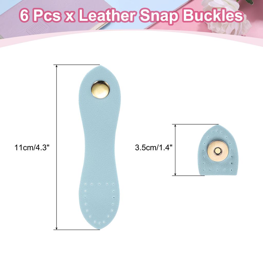 6pcs Leather Snap Buckles Sew On Toggle Closure Buckle Snap Buttons Tab Buckle Fasteners Buttons Replacement for Craft Sewing
