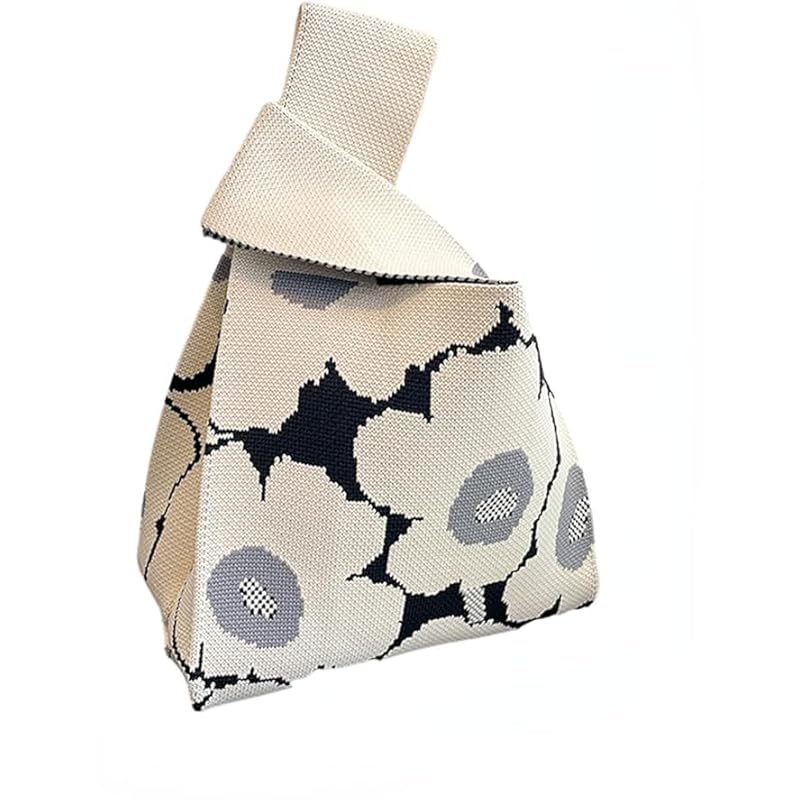 

knit bag tote eco bag shopping handbag lunch bag crochet shoulder floral pattern Popularity mini bag ladies knit material handbag compact collapsible
