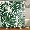 3D Printed Green Tropical Plants Shower Curtains Bathroom Waterproof Polyester Leaves Bath Curtain Shower Curtain Bath Screen