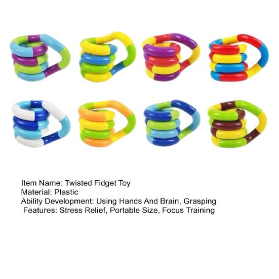 2/4/6Pcs Stress Relief Plastic Twisted Toy Focus Aid Hand Finger Flexibility Training Toy Portable Educational Twisting Loop Fidget Toy