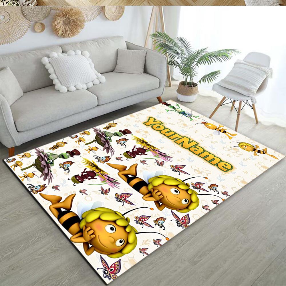 Biene Maja Personalized Text Floor Mat Perfect for Kitchen Dining Room Bedrooms Game Room Anti-slip Rug Office home decor Best for Christmas