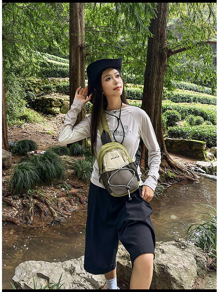 Retro Color Block Crossbody Chest Bag - Mini Outdoor Sports & Hiking Backpack