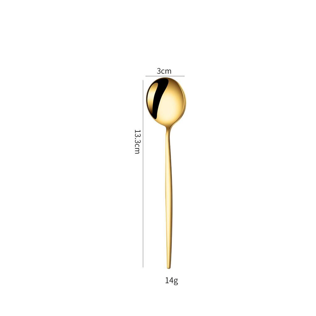 Gold-Plated Stainless Steel Cutlery Set: Includes Steak Knife, Fork, Spoon, and Knife – Four-Piece Western Style.