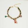 European & American Christmas Bracelet with Tree, Snowman, Candy Cane Pendants and Multi-Layer Chains - Hand Jewelry for Women