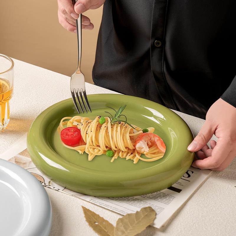 Creative and Unique Donut Ceramic Steak Plate Restaurant Hotel Tableware Round Ceramic Western-style Plate Cooking Dish Kitchen