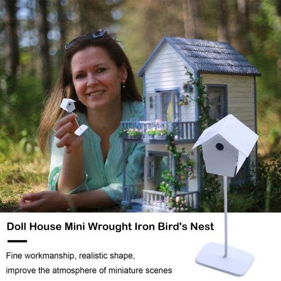 Mini Iron Birdhouse Realistic Scene Enhancer Micro Landscape Dollhouse Field Rustic Scene Simulation Birdhouse