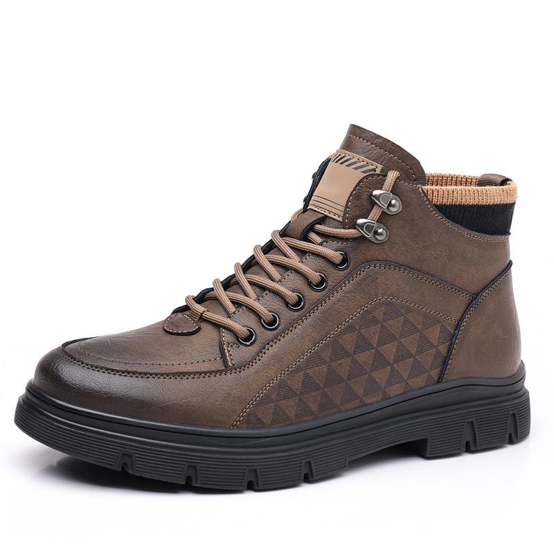 

New velvet Martin boots men s black leather boots casual high-top boots platform cotton shoes 44