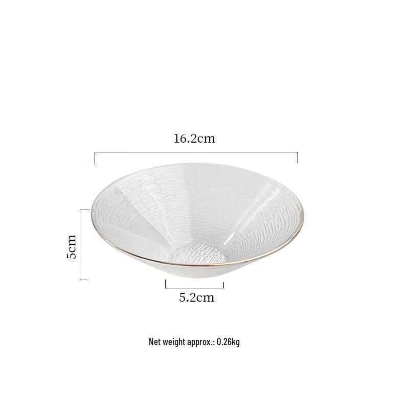 New Chinese Style Glass Fruit Bowl with Gold Rim