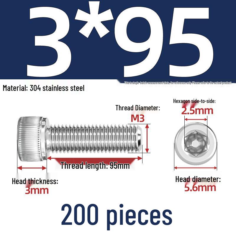304 Stainless Steel Hex Socket Head Cap Screws, M2-M10, Extended Length