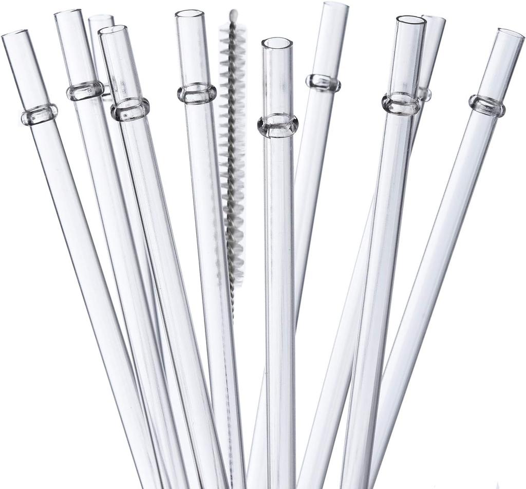 10 Stück wiederverwendbare Strohhalme mit 1 Bürste, 26,7 cm lange Tritan Hartplastik-Strohhalme für 470 ml - 950 ml Becher, Gläser, YETI