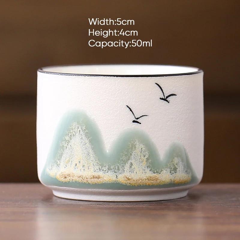 1pcs Chinese Style Mountain Ceramic Kung Fu Tea Cup Creative Pottery Espresso Cups Porcelain Coffee Cup Afternoon Teacup