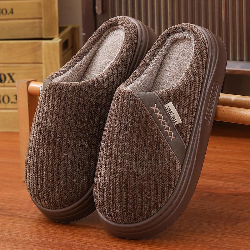 

Хлопковые тапочки осень и зима теплые домашние eva толстая подошва нескользящие, не пахнущие ноги удобные для ног теплые тапочки 50-51 for 49-50 yards кофейный