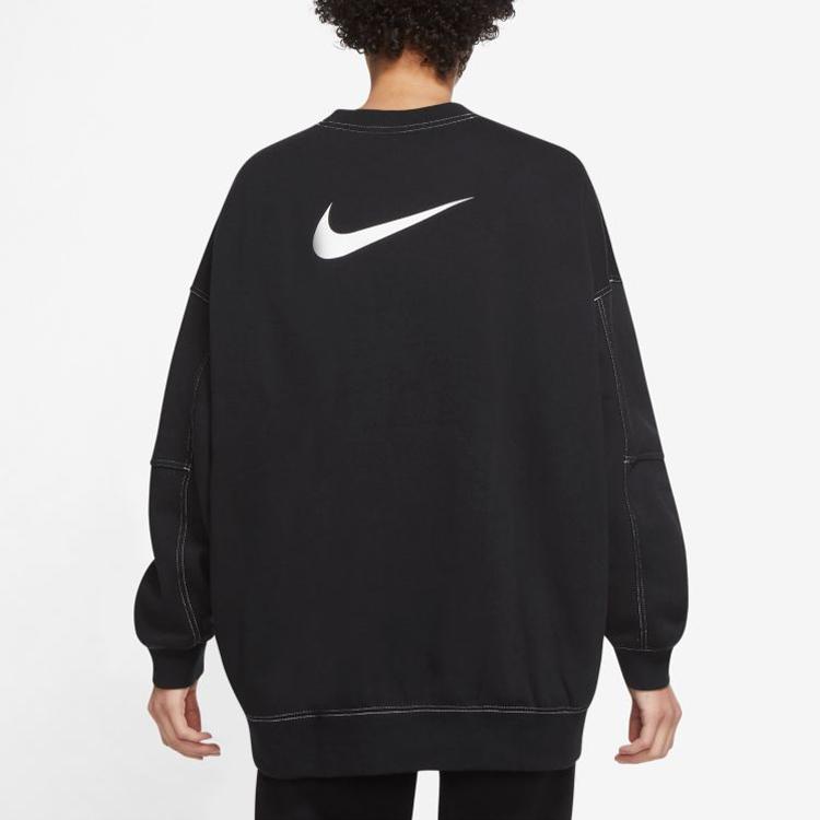 Nike Casual Sport Loose Fit Crew Neck Long Sleeve Sweatshirt Women Tops Black DD5611-010