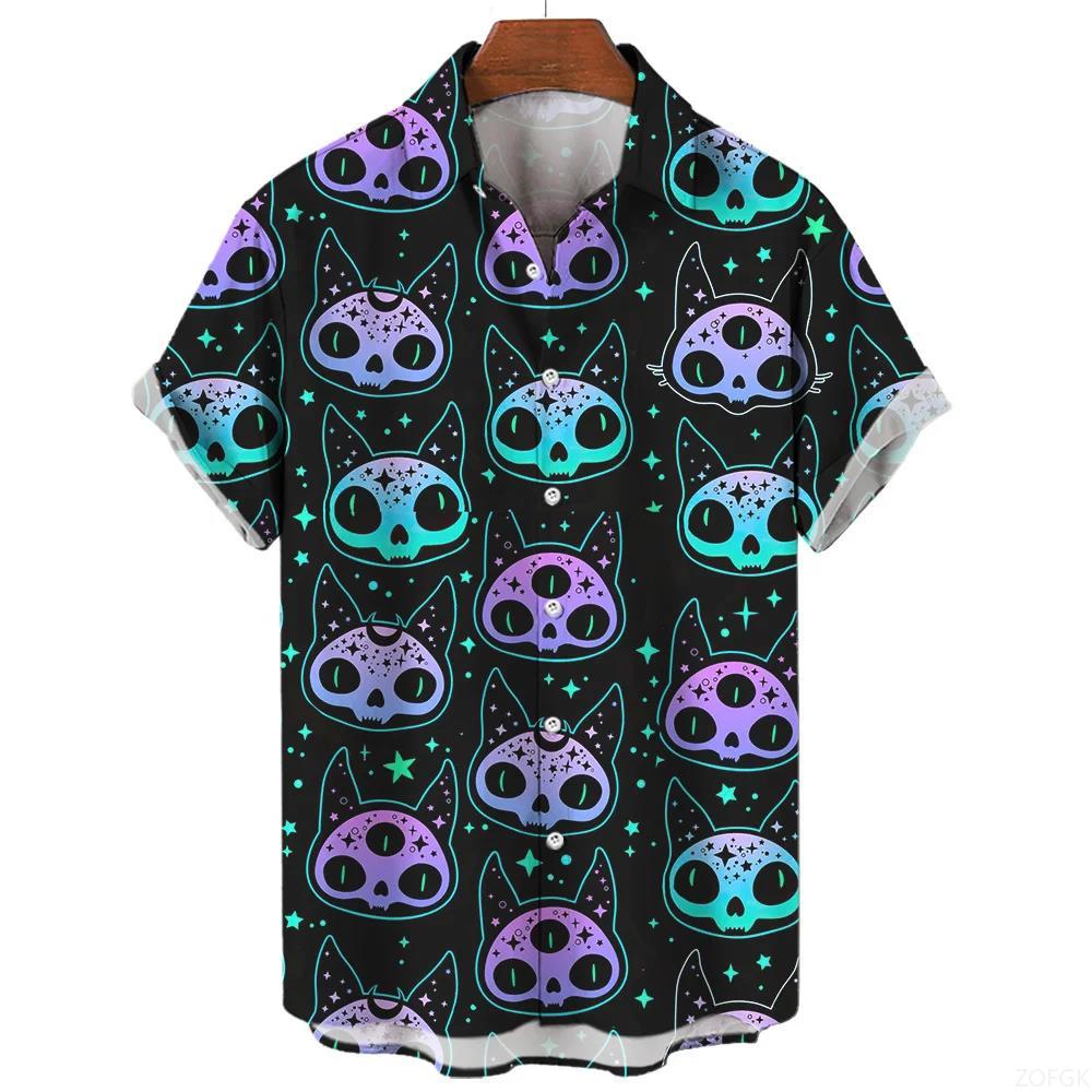 Demonic Horror 3D Printed Hawaiian Shirt Men's Loose Breathable Summer Short Sleeve
