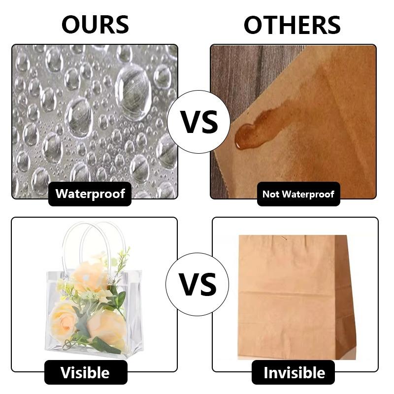 5/10/20PCS Transparent PVC Gift Bags Christmas Wedding Birthday Party Anniversaries Flowers Gifts Handheld Packaging Bags