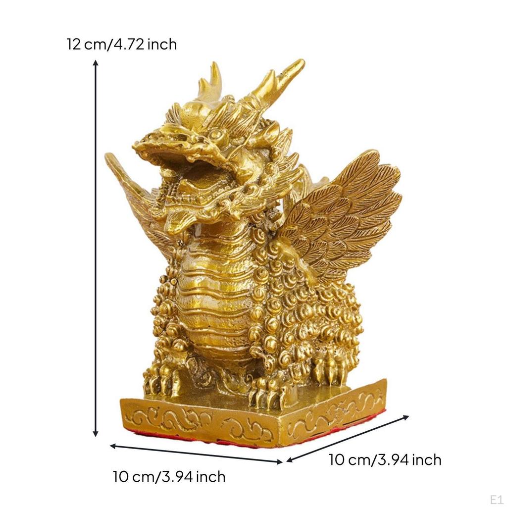 Qilin Figurine Ornate Dragon Feng Shui for Desktop, Altar, Collectors