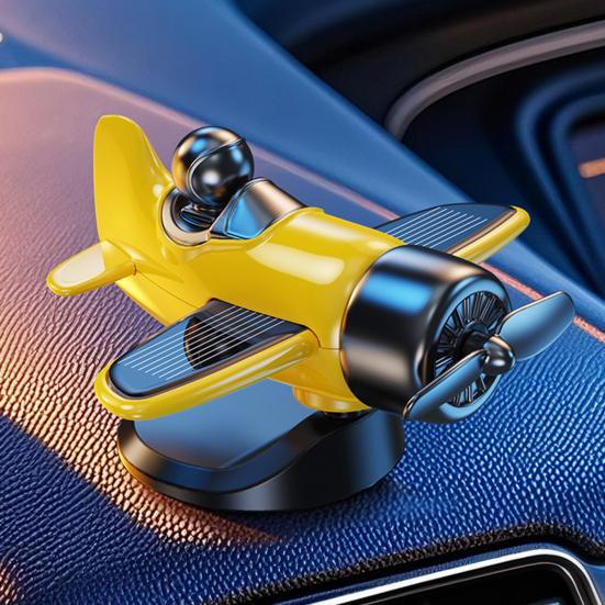 Solar Airplane Car Ornament Multifunctional Solar Powered 360-Degree Rotating Car Dashboard Airplane Ornament