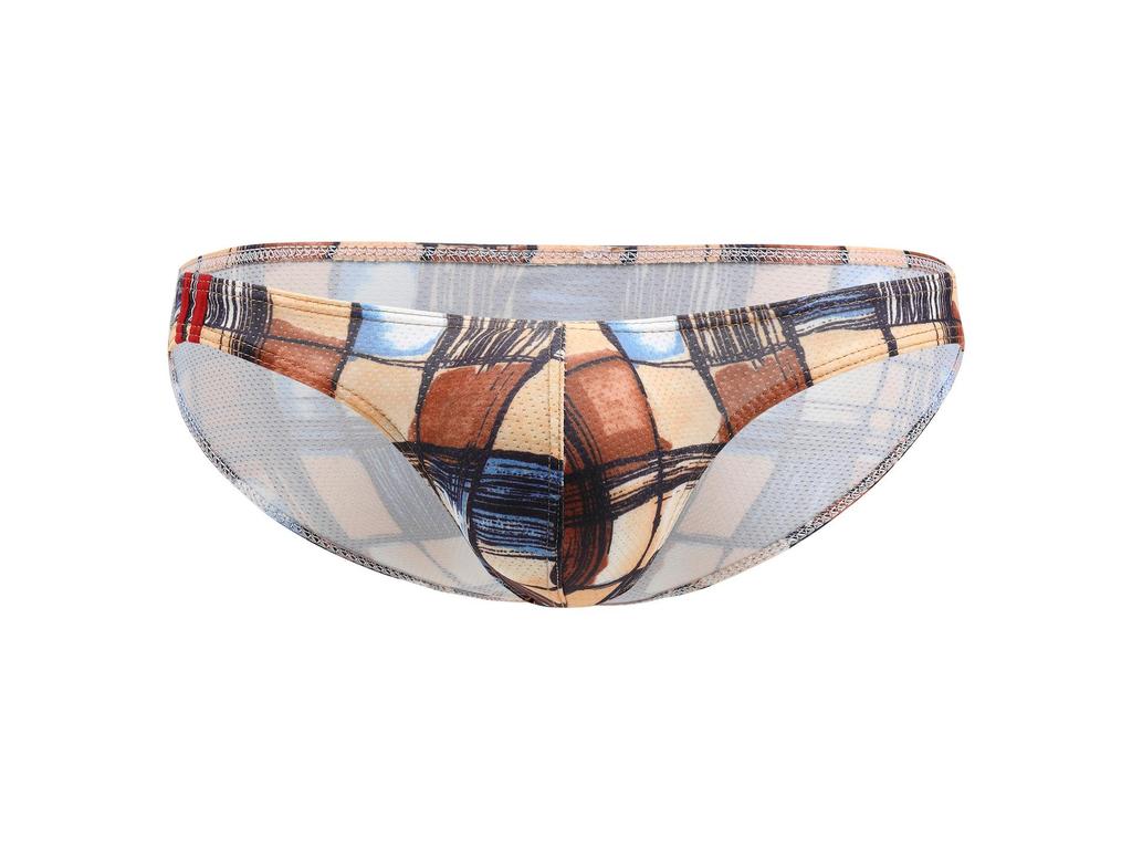 Men's Low-Waist Cartoon Mesh Briefs - Summer Youth Style E-073