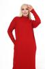 Women's Big Size Dress Green Half Turtleneck Knitted Knitted Dress