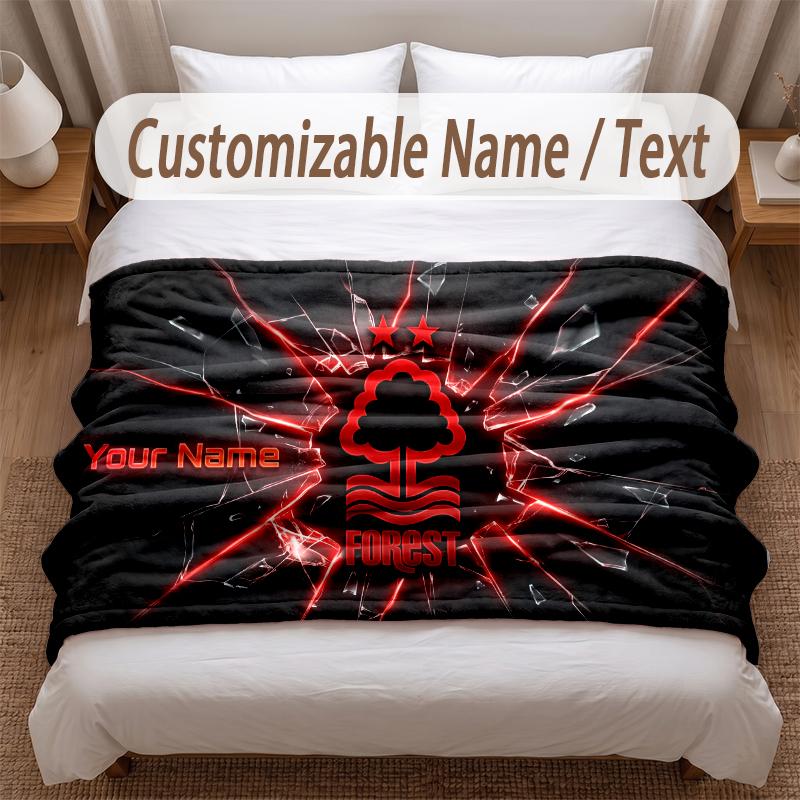 Nottingham Forest Printed Flannel Blanket Custom Name Text Soft Warm Throw For Bedroom Holiday Gift