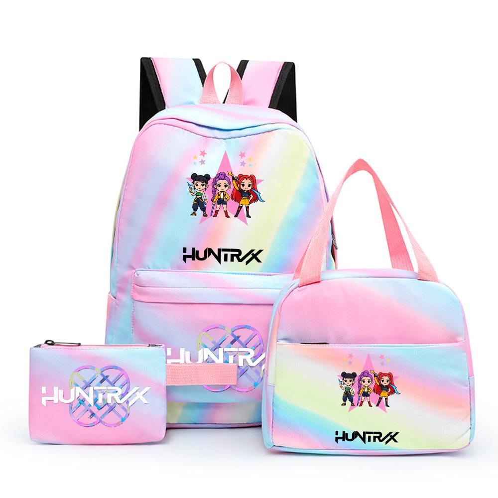 3Pcs/set Anime Demon Hunters Printed Backpack with Shoulder Bag Pengcil Case for Teenager Large Capacity Waterproof Bookbag Back To School Gift