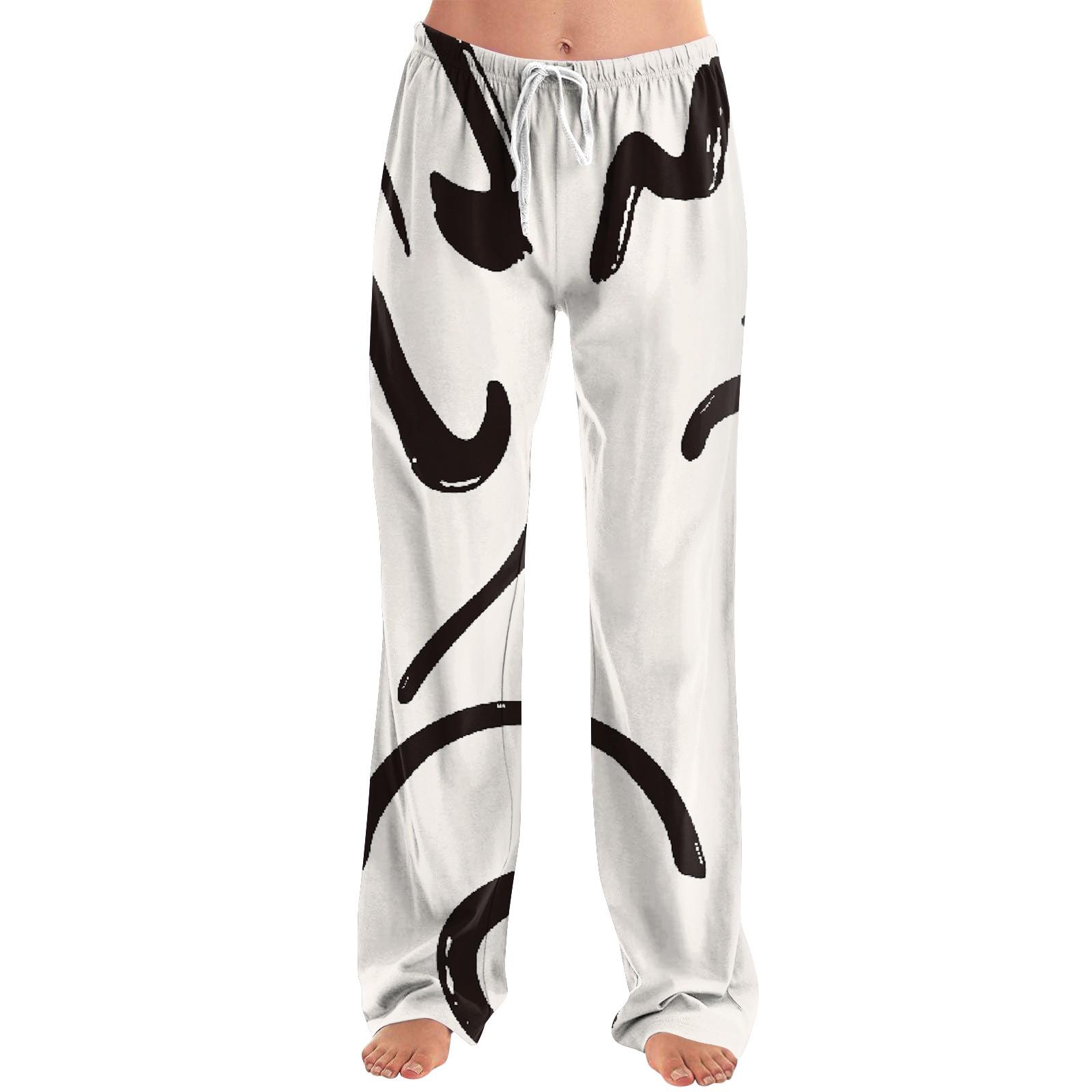 

Женские пижамные штаны, одежда для сна, повседневные брюки с эластичной резинкой на талии, удобные прямые свободные брюки для йоги L бежевый