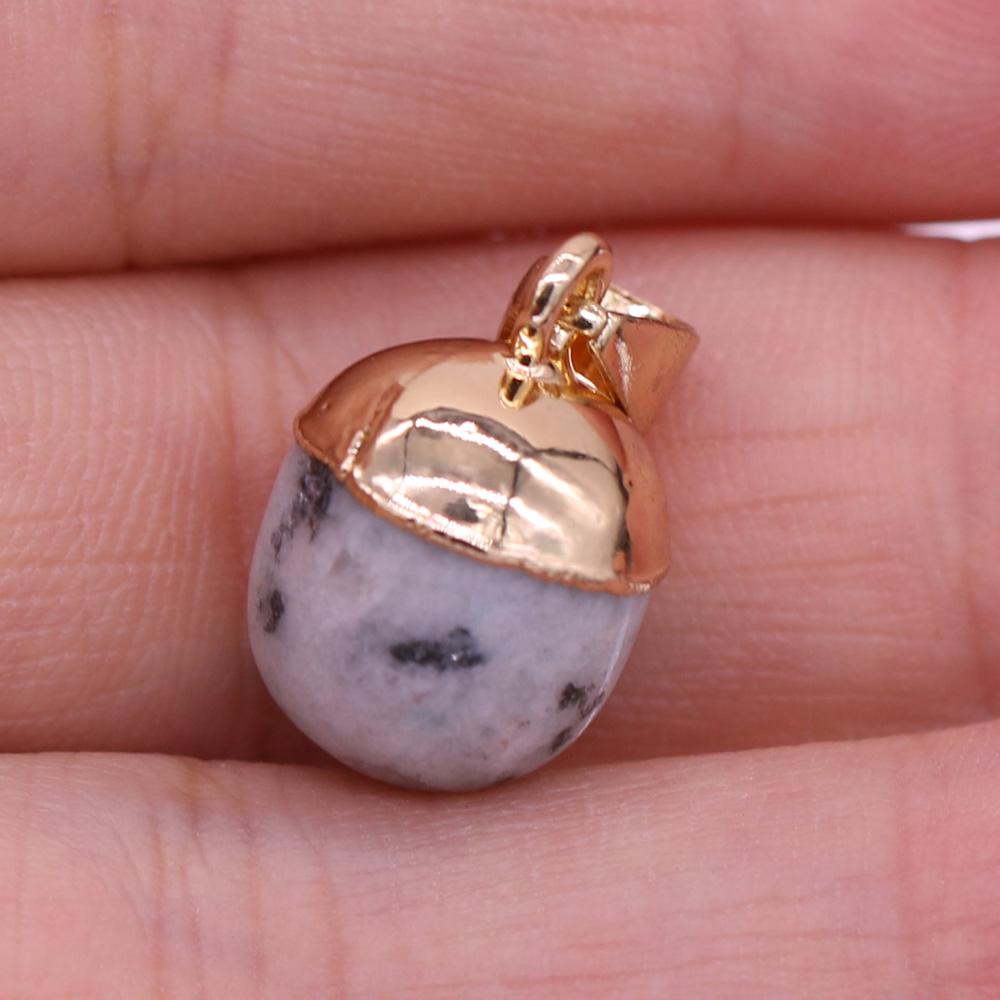 2Pcs, Aura Healing Crystal Pendant with Golden Buckle, Handcrafted Spherical Natural Stone Quartz Agate Gemstone Charms for Jewelry Making DIY Crafts