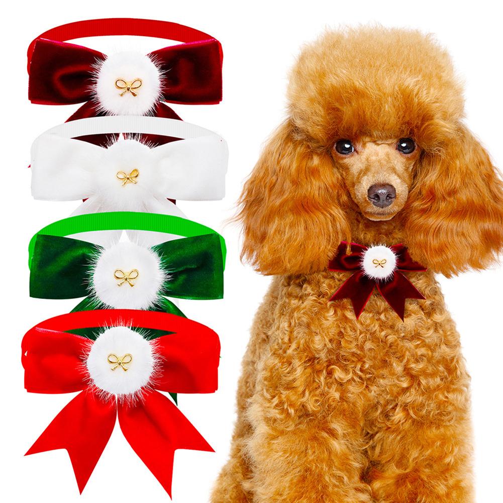 Christmas Pet Bow Tie Bright Color Pet Hair Accessories Doggy Cat Supplies Mini Adjustable Collar Decoration Christmas Costume Accessories