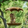Animal Bird Feeder With Umbrella - Cute Squirrel//Dog Holding Umbrella Design Bird Feeder - Metal Feeders For Garden Yard Decor, For Birds Lovers