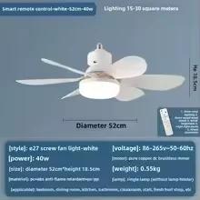 

LED 40W Socket Ceiling Fan with Light, 20.5in Screw Ceiling Fans with Lights with Remote, for Bedroom/Garage/Kitchen 85-265V&6