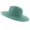 Suede Top Hat 9.5cm Wide Brim Fedora Hat Men'S Autumn Winter Felt Jazz Caps Classic Church Fedora Opening Part Sombrero Mujer