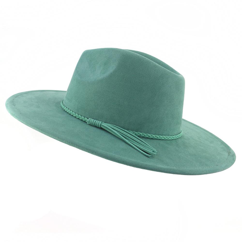 Unisex Suède Vilt Fedora Hoed Brede Rand Platte Rand Elegante Klassieke Herenhoed M 56-58cm groen