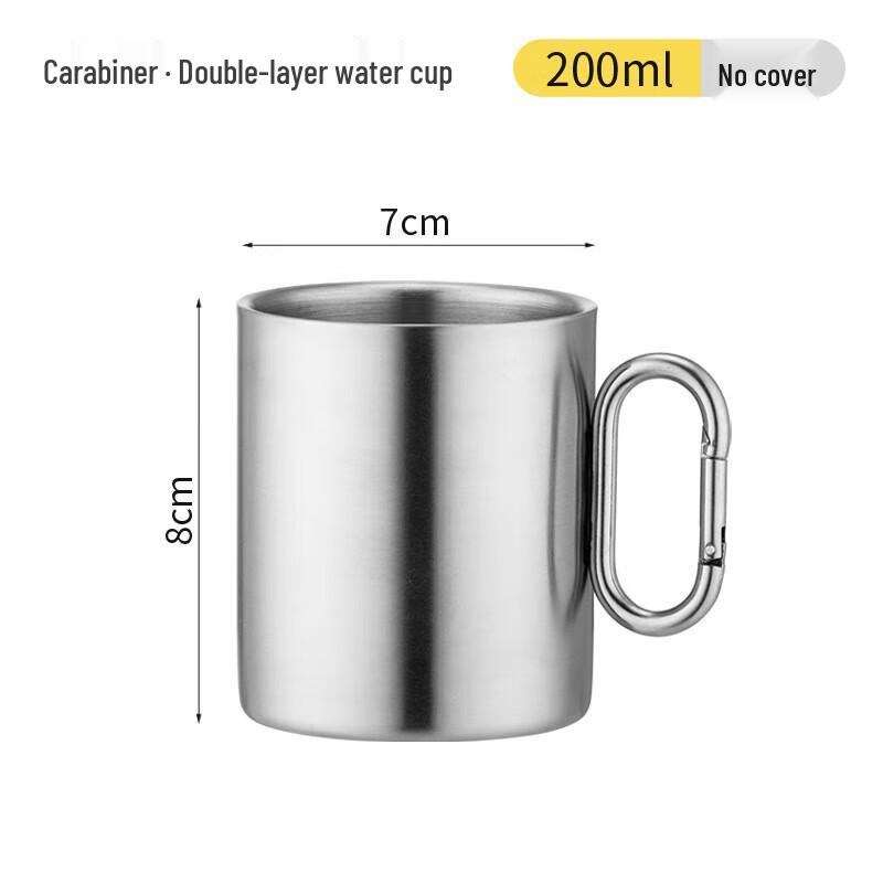 HORNED PANSY Double-Layer 304 SS Camping Mug with Carabiner