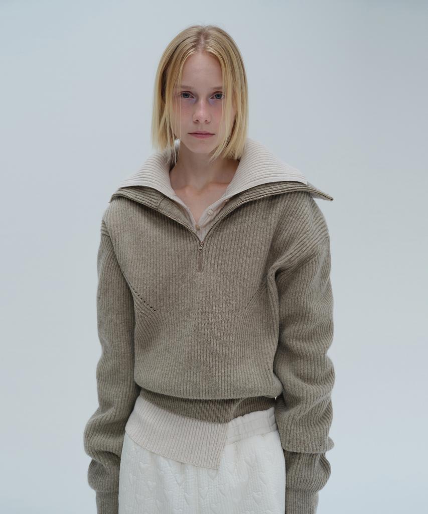 Daiaegeuneol Sailor Half Zip Up Knit (Brown)