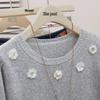 Women's Sequin 3D Floral Knitted T-shirt