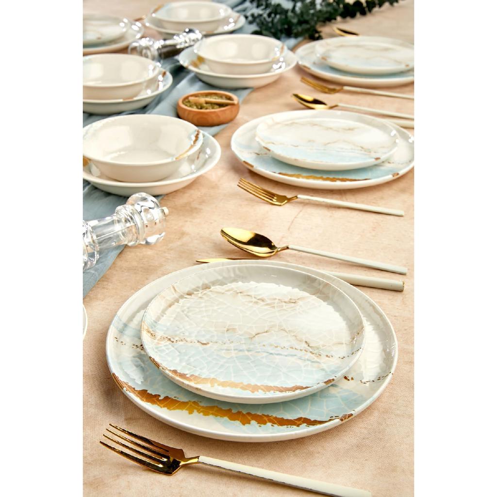 Gold Lux ceramic Wishing Tree 24 Piece Dinner Set For 6 Persons