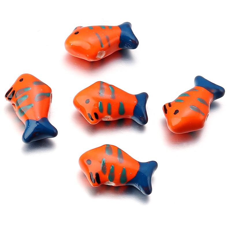 

5pcs/lot Colorful Fish Beads Cute Animal Ceramic Beads Loose Beads For Children DIY Jewelry Making Bracelets Neckalace Gifts оранжевый