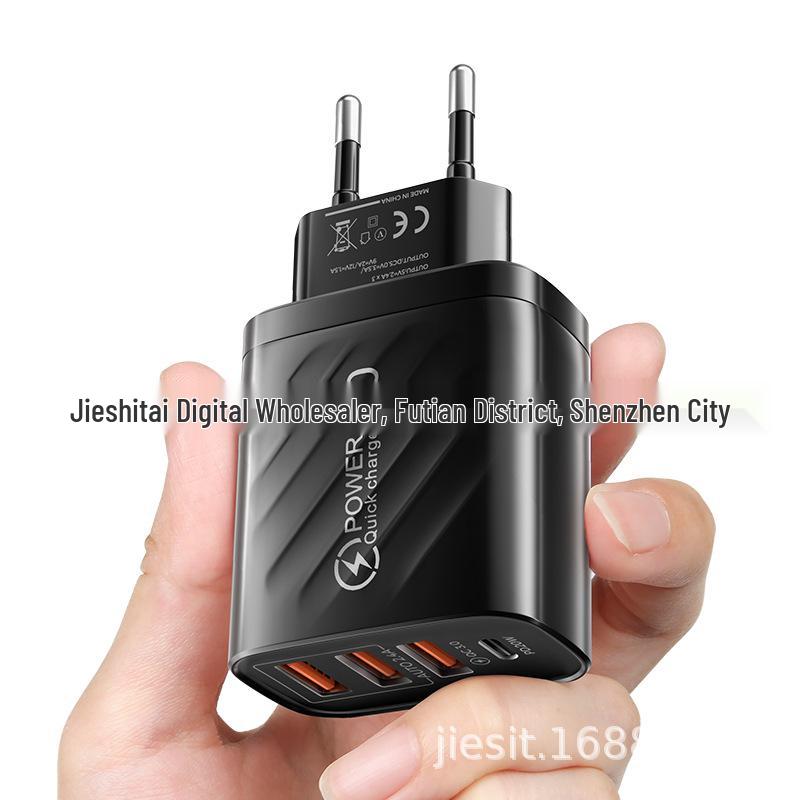 

Multi-Port Fast Charger: 3 USB + PD, Compatible with US, EU, UK EU White