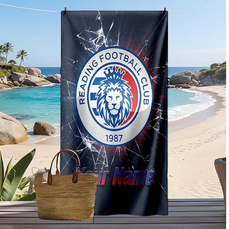 Reading FC Personalized Printed Beach Towel Soccer Logo Support Custom Name Text Absorbent Towel For Sport Travel Special Gift