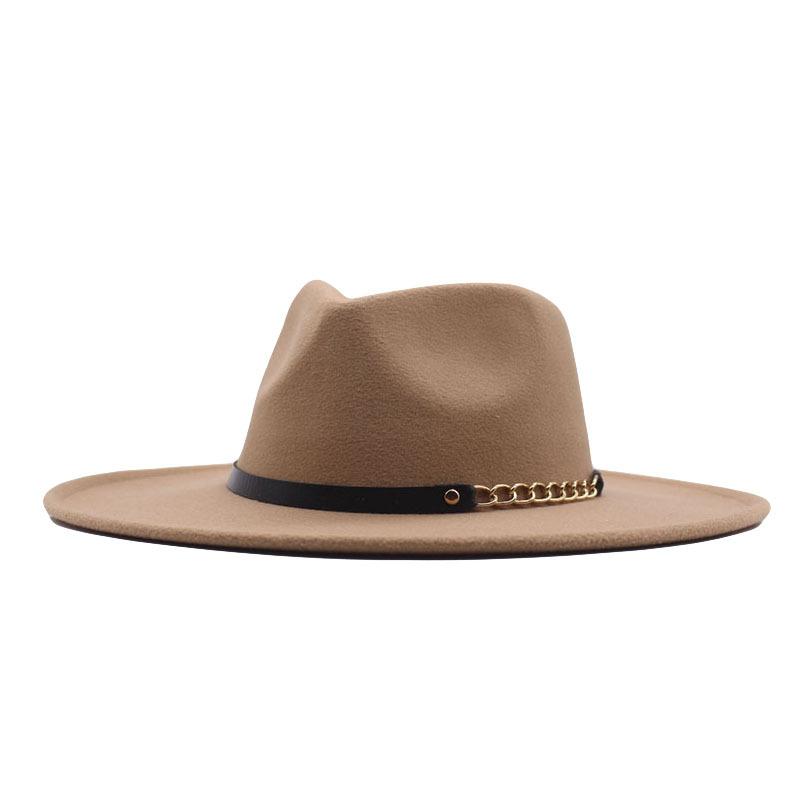 European and American Big-brimmed Jazz Hat, Autumn and Winter Men's and Women's British Woolen Hat, Convex Top Felt Top Hat