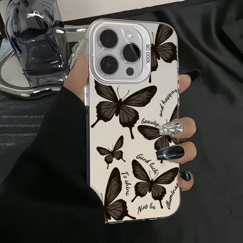 Case For  Redmi Note 13 12 11 10 Pro Plus 12S 11S Redmi 12 13C 4G K70U Protect Cover Silvery IMD Fashion Butterfly Fundas