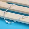 Korean Style Single Line Square Anklet for Women, Imitation Silver Elegant Fresh Summer Foot Jewelry Gift