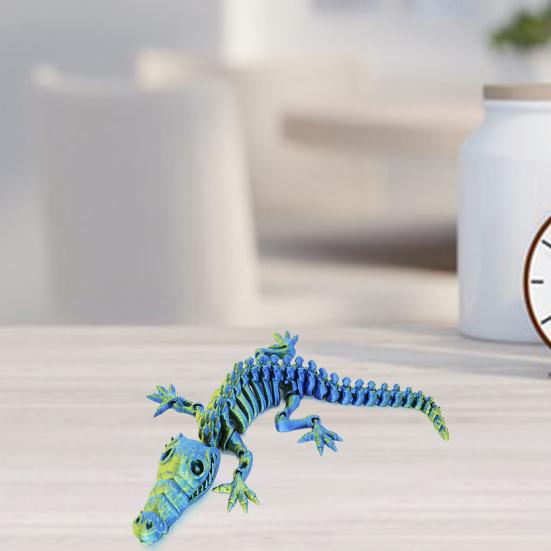 3D Printed Skeleton Crocodile Figurine Movable Joints Bone Crocodile Figure Articulated Animal Model Toy Home Office Desktop Decoration Ornament