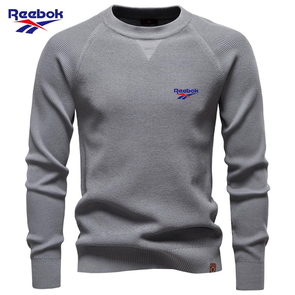 Reebok 2026 Autumn and Winter Embroidery New Round Neck Fashionable Solid Color Sweater Men s High-quality Business Casual Knitted Men s Sweater S