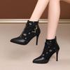 Fashion FHC 2024 New Mesh Sandals Boots,Women High Heels Botas,Fashion Summer Shoes Booties,Pointed Toe,Howllow Out,35-42,Black,Dropship