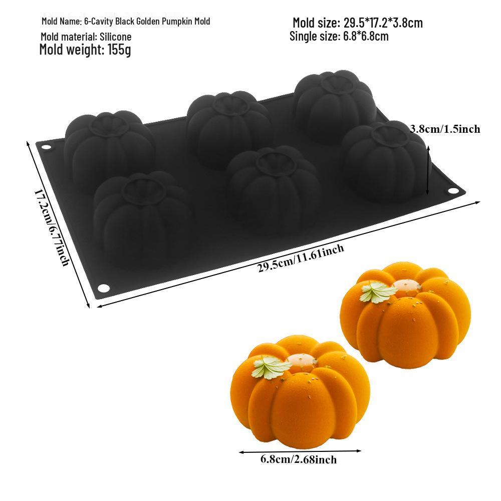 Matriță din silicon cu 6 cavități, formă de dovleac cu petale aurii și răsucire, pentru prăjituri și ciocolată